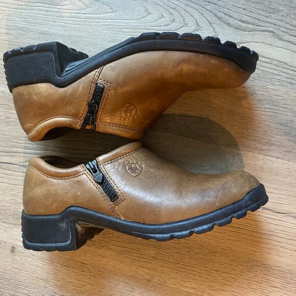 Ariat Light Brown Leather Slip-On Comfort Clogs Women's Size 7B Style 95622 - Picture 6 of 8